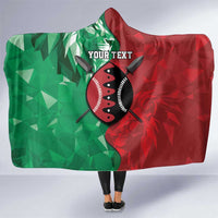Personalized Kenya Maasai Shield Hooded Blanket Green Red Kenyan Lion Half Style - Wonder Print Shop