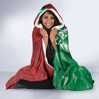 Personalized Kenya Maasai Shield Hooded Blanket Green Red Kenyan Lion Half Style - Wonder Print Shop
