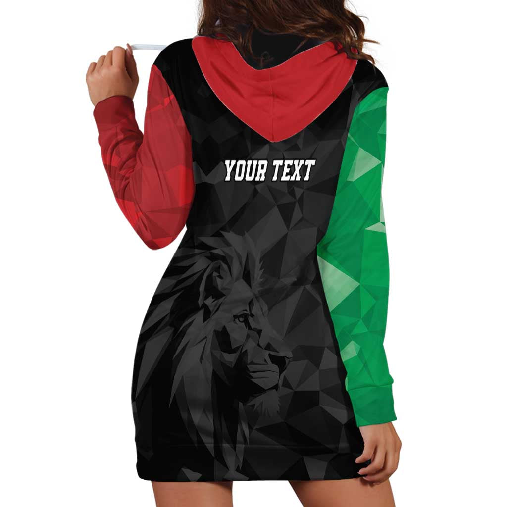 Personalized Kenya Maasai Shield Hoodie Dress Green Red Kenyan Lion Half Style - Wonder Print Shop
