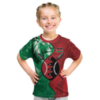 Personalized Kenya Maasai Shield Kid T Shirt Green Red Kenyan Lion Half Style - Wonder Print Shop