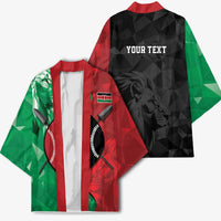 Personalized Kenya Maasai Shield Kimono Green Red Kenyan Lion Half Style - Wonder Print Shop