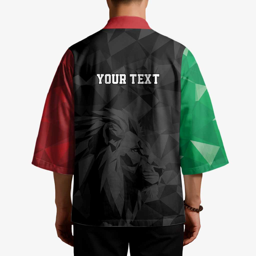 Personalized Kenya Maasai Shield Kimono Green Red Kenyan Lion Half Style - Wonder Print Shop