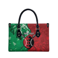 Personalized Kenya Maasai Shield Leather Bag Green Red Kenyan Lion Half Style - Wonder Print Shop