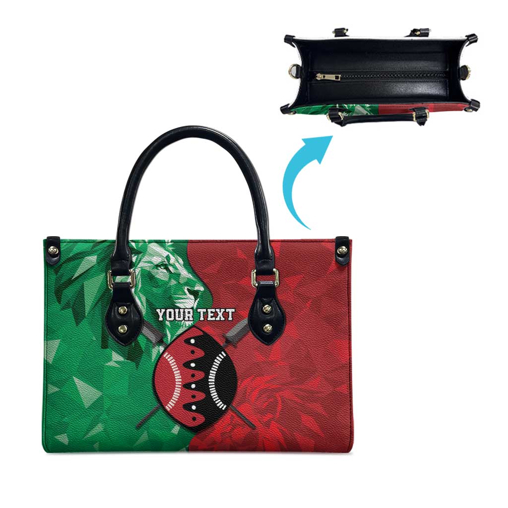 Personalized Kenya Maasai Shield Leather Bag Green Red Kenyan Lion Half Style - Wonder Print Shop