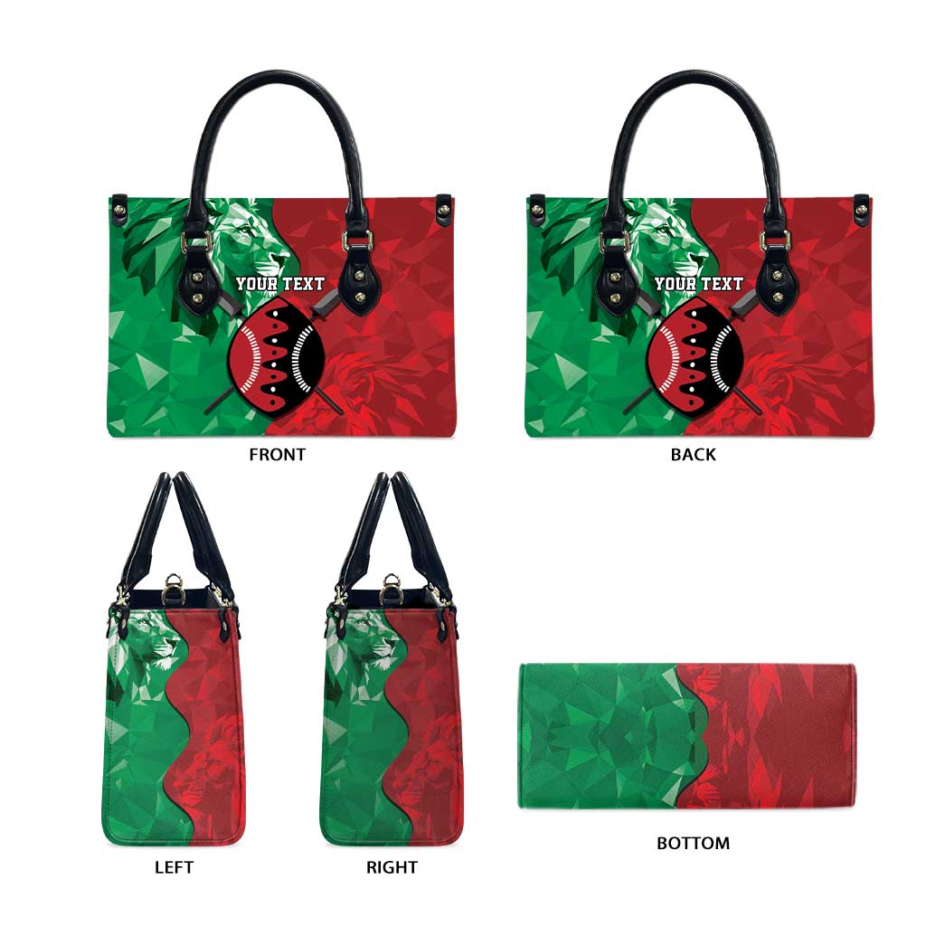 Personalized Kenya Maasai Shield Leather Bag Green Red Kenyan Lion Half Style - Wonder Print Shop
