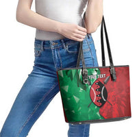 Personalized Kenya Maasai Shield Leather Tote Bag Green Red Kenyan Lion Half Style - Wonder Print Shop