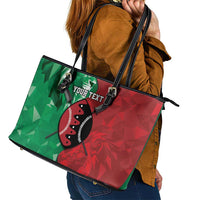 Personalized Kenya Maasai Shield Leather Tote Bag Green Red Kenyan Lion Half Style - Wonder Print Shop