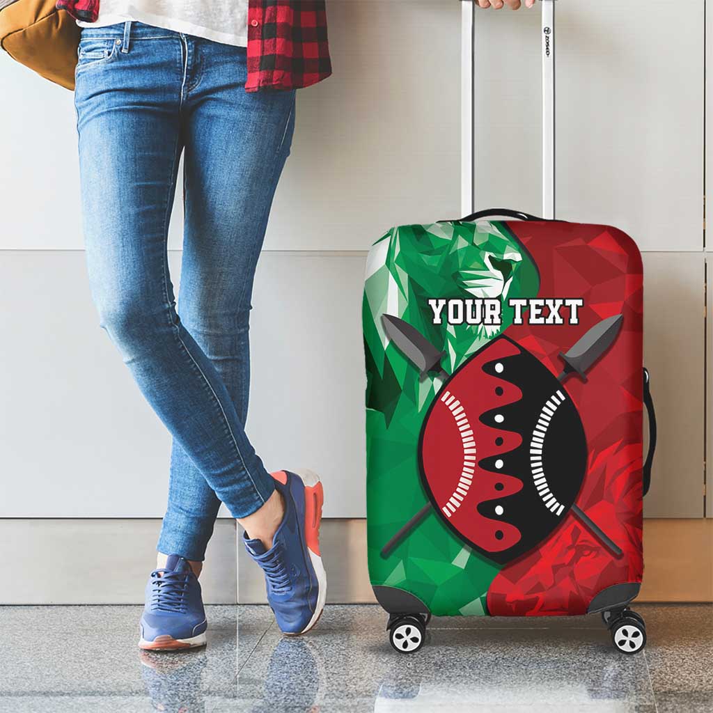 Personalized Kenya Maasai Shield Luggage Cover Green Red Kenyan Lion Half Style - Wonder Print Shop