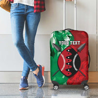 Personalized Kenya Maasai Shield Luggage Cover Green Red Kenyan Lion Half Style - Wonder Print Shop
