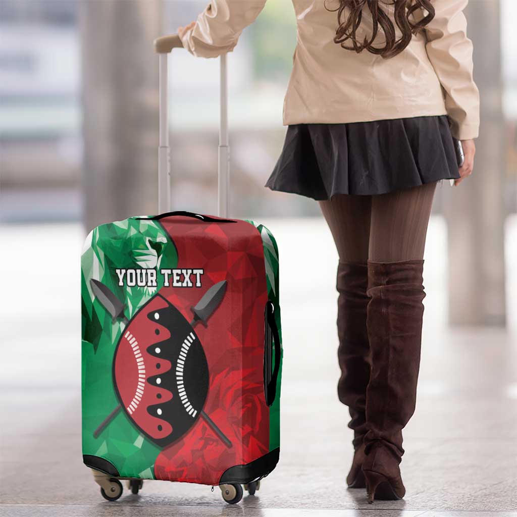 Personalized Kenya Maasai Shield Luggage Cover Green Red Kenyan Lion Half Style - Wonder Print Shop