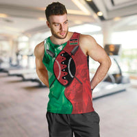 Personalized Kenya Maasai Shield Men Tank Top Green Red Kenyan Lion Half Style - Wonder Print Shop