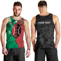 Personalized Kenya Maasai Shield Men Tank Top Green Red Kenyan Lion Half Style - Wonder Print Shop