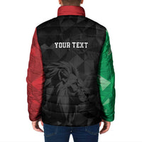 Personalized Kenya Maasai Shield Padded Jacket Green Red Kenyan Lion Half Style - Wonder Print Shop