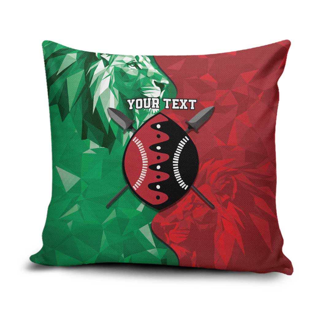 Personalized Kenya Maasai Shield Pillow Cover Green Red Kenyan Lion Half Style - Wonder Print Shop