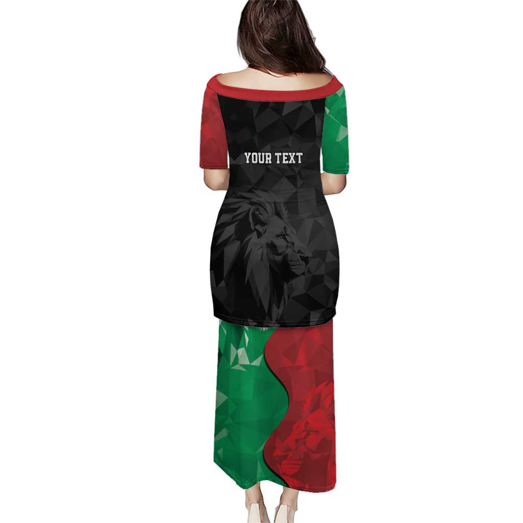 Personalized Kenya Maasai Shield Puletasi Green Red Kenyan Lion Half Style - Wonder Print Shop