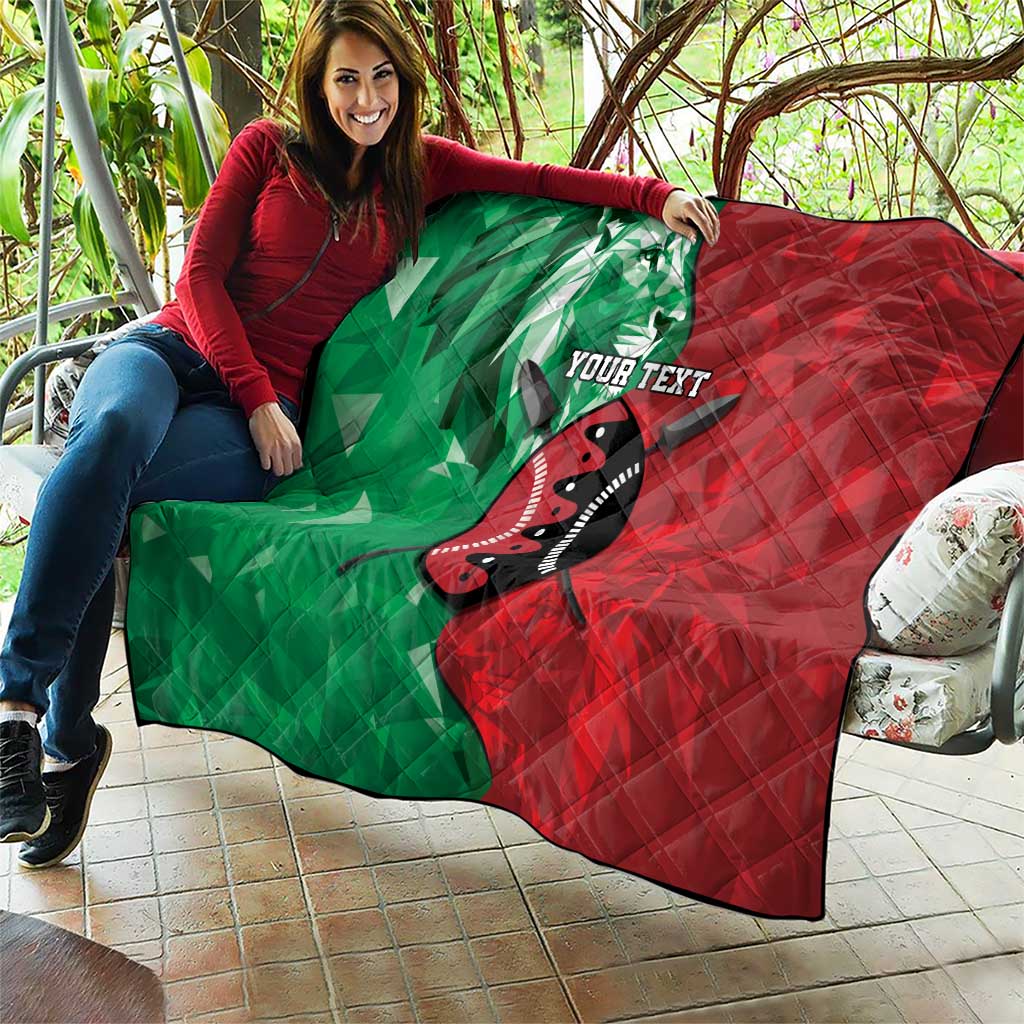 Personalized Kenya Maasai Shield Quilt Green Red Kenyan Lion Half Style - Wonder Print Shop