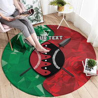Personalized Kenya Maasai Shield Round Carpet Green Red Kenyan Lion Half Style - Wonder Print Shop
