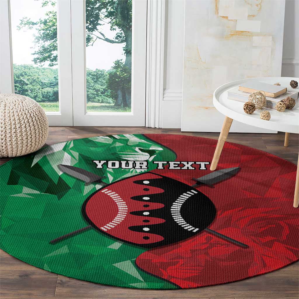 Personalized Kenya Maasai Shield Round Carpet Green Red Kenyan Lion Half Style - Wonder Print Shop