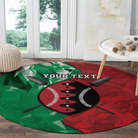 Personalized Kenya Maasai Shield Round Carpet Green Red Kenyan Lion Half Style - Wonder Print Shop