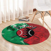Personalized Kenya Maasai Shield Round Carpet Green Red Kenyan Lion Half Style - Wonder Print Shop