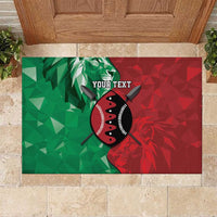 Personalized Kenya Maasai Shield Rubber Doormat Green Red Kenyan Lion Half Style - Wonder Print Shop