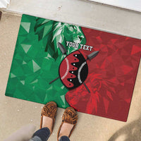 Personalized Kenya Maasai Shield Rubber Doormat Green Red Kenyan Lion Half Style - Wonder Print Shop