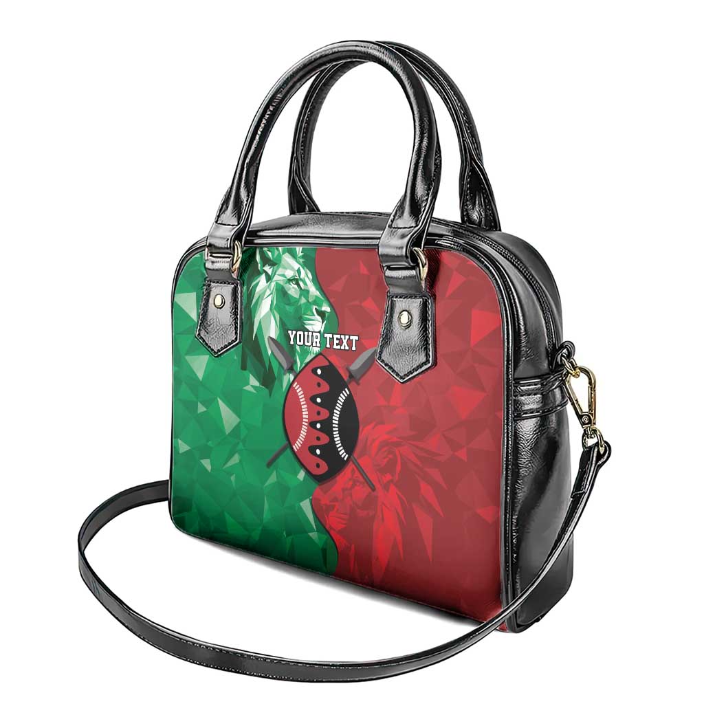Personalized Kenya Maasai Shield Shoulder Handbag Green Red Kenyan Lion Half Style - Wonder Print Shop