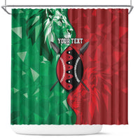 Personalized Kenya Maasai Shield Shower Curtain Green Red Kenyan Lion Half Style - Wonder Print Shop