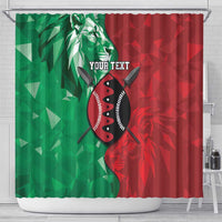 Personalized Kenya Maasai Shield Shower Curtain Green Red Kenyan Lion Half Style - Wonder Print Shop