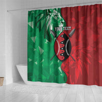 Personalized Kenya Maasai Shield Shower Curtain Green Red Kenyan Lion Half Style - Wonder Print Shop