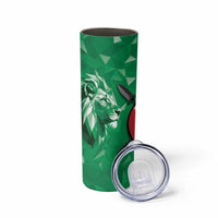 Personalized Kenya Maasai Shield Skinny Tumbler Green Red Kenyan Lion Half Style - Wonder Print Shop