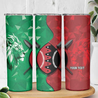 Personalized Kenya Maasai Shield Skinny Tumbler Green Red Kenyan Lion Half Style - Wonder Print Shop