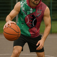 Personalized Kenya Maasai Shield Sleeveless Hoodie Green Red Kenyan Lion Half Style - Wonder Print Shop