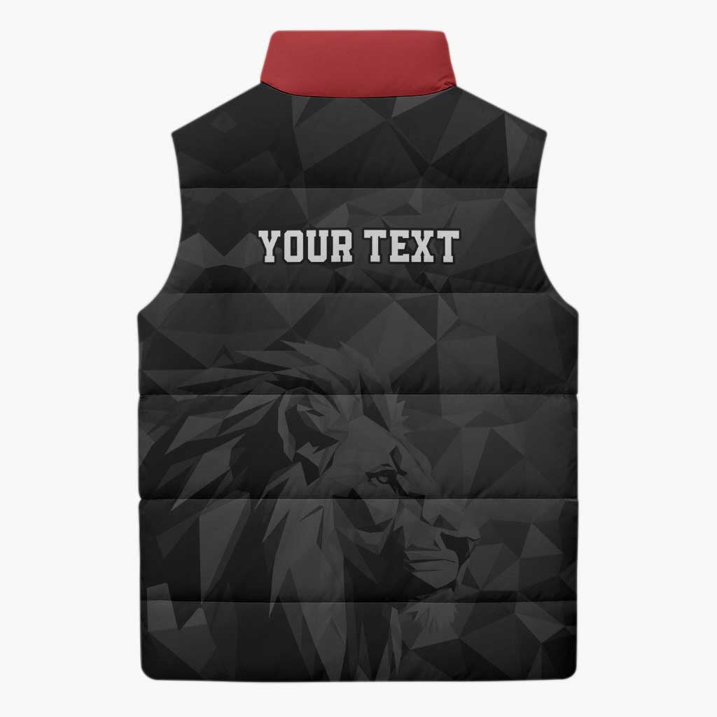 Personalized Kenya Maasai Shield Sleeveless Puffer Jacket Green Red Kenyan Lion Half Style - Wonder Print Shop