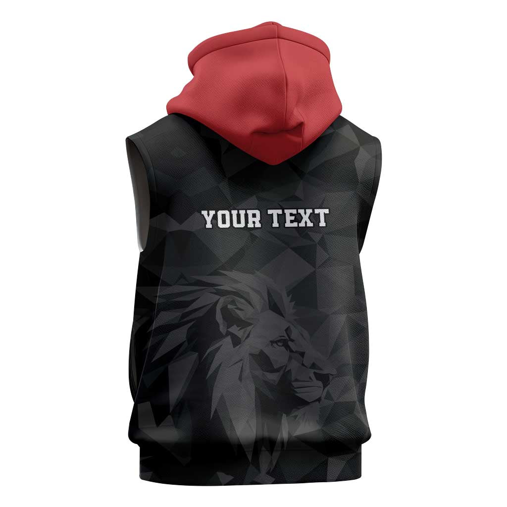 Personalized Kenya Maasai Shield Sleeveless Zip Hoodie Green Red Kenyan Lion Half Style - Wonder Print Shop
