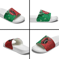 Personalized Kenya Maasai Shield Slide Sandals Green Red Kenyan Lion Half Style - Wonder Print Shop