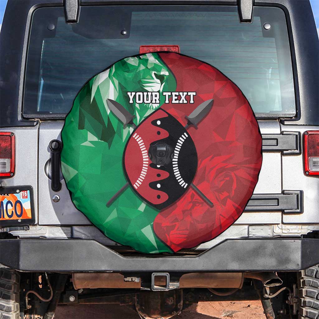 Personalized Kenya Maasai Shield Spare Tire Cover Green Red Kenyan Lion Half Style - Wonder Print Shop