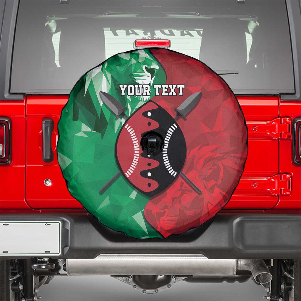 Personalized Kenya Maasai Shield Spare Tire Cover Green Red Kenyan Lion Half Style - Wonder Print Shop