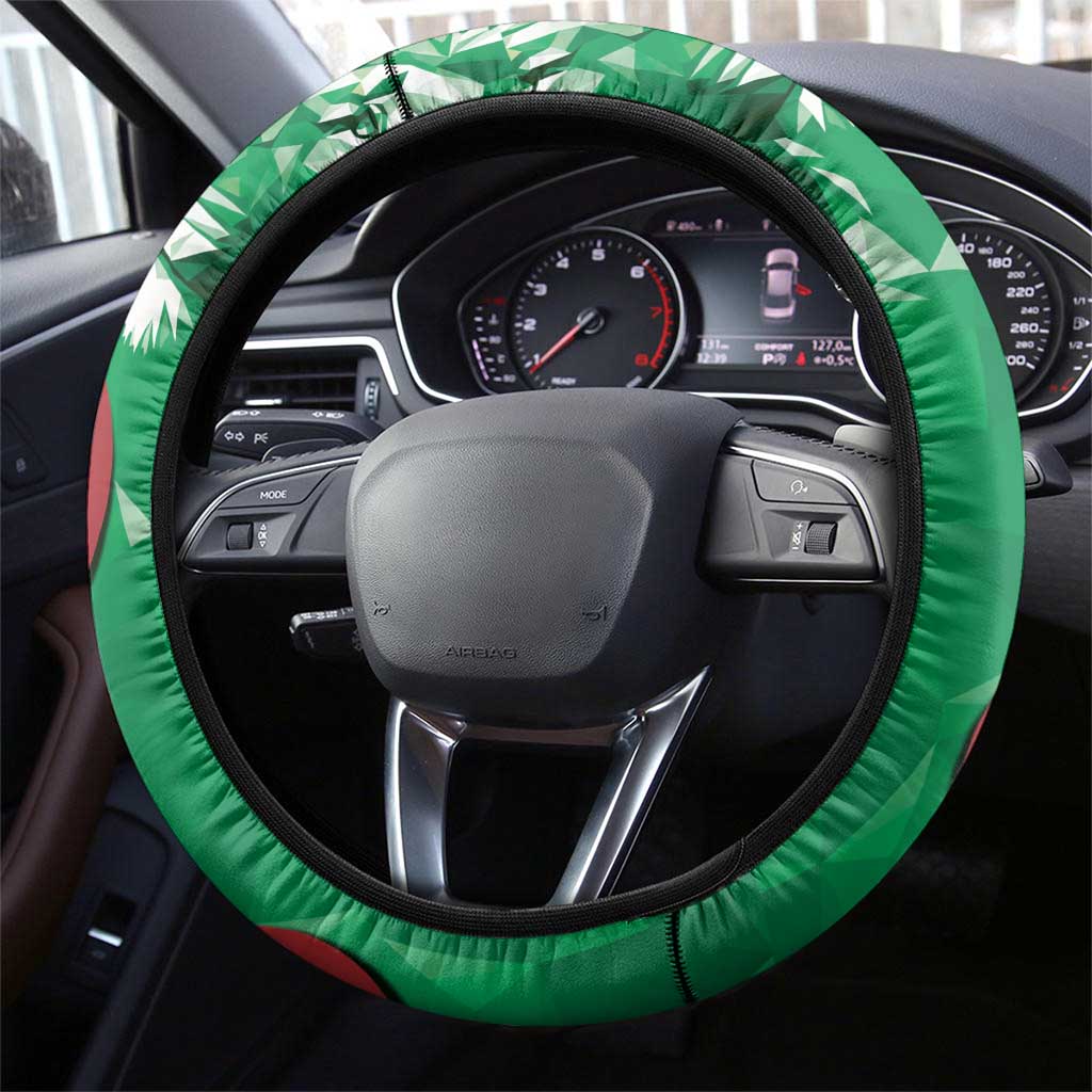 Kenya Maasai Shield Steering Wheel Cover Green Red Kenyan Lion Half Style - Wonder Print Shop