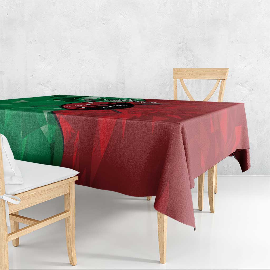 Personalized Kenya Maasai Shield Tablecloth Green Red Kenyan Lion Half Style - Wonder Print Shop