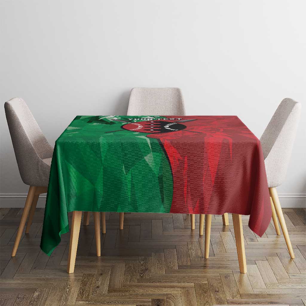 Personalized Kenya Maasai Shield Tablecloth Green Red Kenyan Lion Half Style - Wonder Print Shop