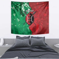 Personalized Kenya Maasai Shield Tapestry Green Red Kenyan Lion Half Style - Wonder Print Shop