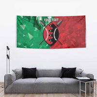 Personalized Kenya Maasai Shield Tapestry Green Red Kenyan Lion Half Style - Wonder Print Shop