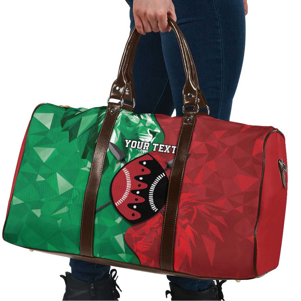 Personalized Kenya Maasai Shield Travel Bag Green Red Kenyan Lion Half Style - Wonder Print Shop