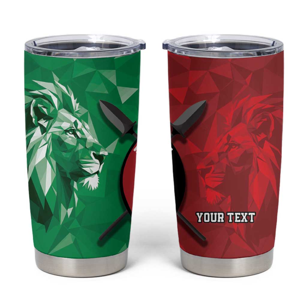 Personalized Kenya Maasai Shield Tumbler Cup Green Red Kenyan Lion Half Style - Wonder Print Shop