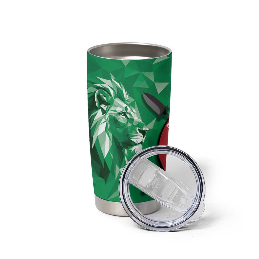 Personalized Kenya Maasai Shield Tumbler Cup Green Red Kenyan Lion Half Style - Wonder Print Shop