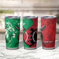 Personalized Kenya Maasai Shield Tumbler Cup Green Red Kenyan Lion Half Style - Wonder Print Shop
