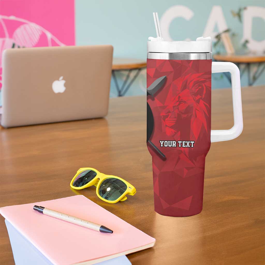 Personalized Kenya Maasai Shield Tumbler With Handle Green Red Kenyan Lion Half Style - Wonder Print Shop