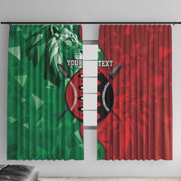 Personalized Kenya Maasai Shield Window Curtain Green Red Kenyan Lion Half Style - Wonder Print Shop