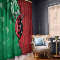 Personalized Kenya Maasai Shield Window Curtain Green Red Kenyan Lion Half Style - Wonder Print Shop